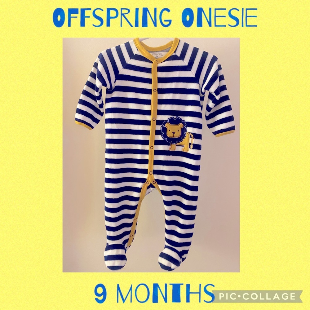 Offspring onesie 💙⭐️ Blue and white striped with yellow trim like NEW